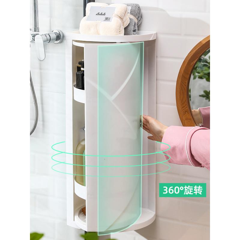 家柏饰(CORATED)卫生间置物架旋转柜免打孔壁挂浴室三角架厕所墙角洗漱台收纳 白[大号]高清大图