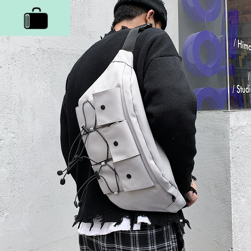 男士胸包新款时尚潮牌斜挎包男女大容量学生腰包街头运动单肩背包NEW LAKE男士腰包