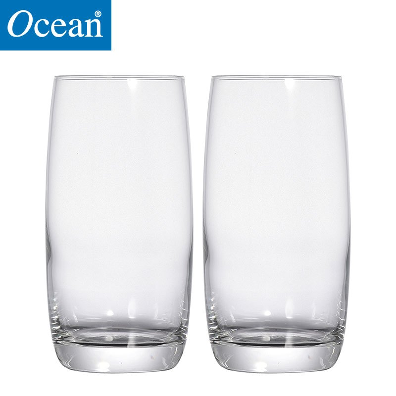 Ocean艾丽斯冷切口薄款果汁杯水杯果汁饮料杯子开水泡茶杯子370ML 2只