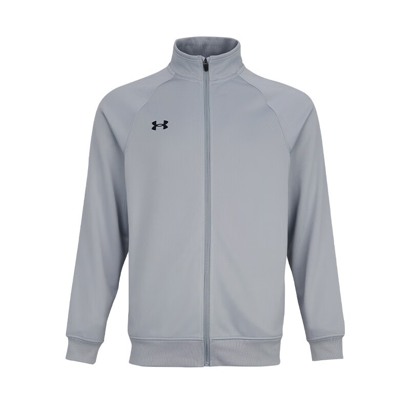 安德玛(Under Armour)新款秋季速干针织立领夹克户外跑步休闲训练防风上衣 25600404-011 灰色 L