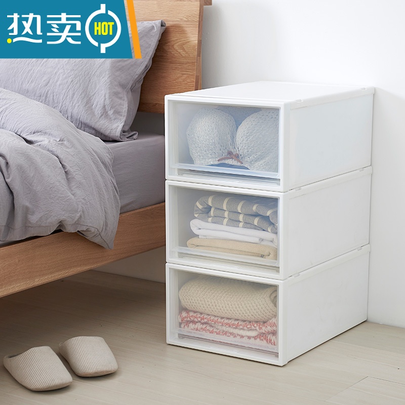 敬平收纳箱透明抽屉式收纳盒塑料衣柜收纳器整理箱内衣衣服储物柜子高清大图