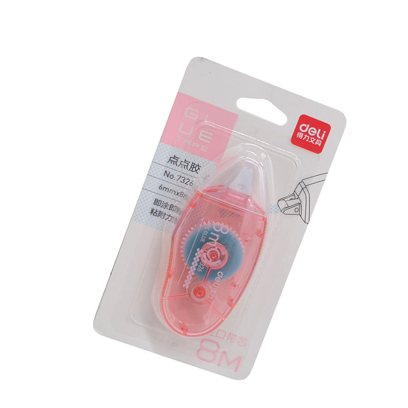 得力 7326 点点胶 DIY手账 点状双面胶 透明修正带式固体胶水 6mm×8M可换替芯点点胶 颜色随机 一个
