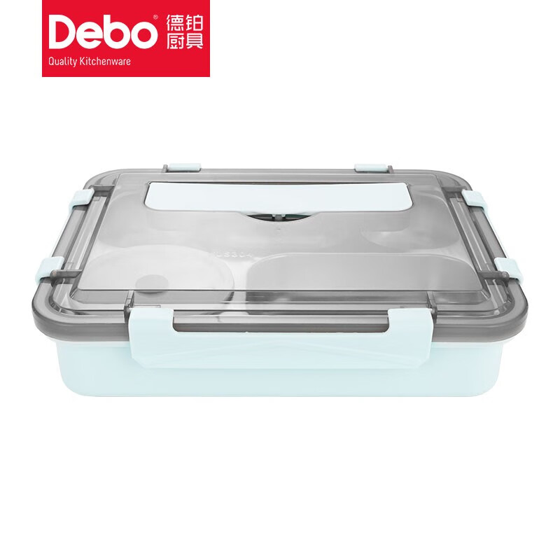 Debo 德铂迪亚斯便携饭盒五格1.4L大容量不锈钢餐盘DEP-737 蓝色高清大图