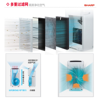 夏普 (Sharp)空气净化器KI-BC608-W 无雾加湿净离子群家用空气消毒机 消毒杀菌 除二手烟雾霾 母婴适用