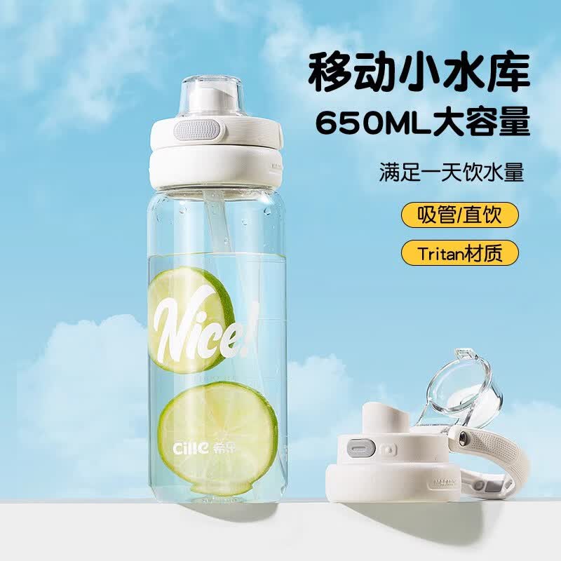 希乐Tritan塑料水杯大容量男女户外健身运动水杯学生便携吸管直饮杯子高清大图