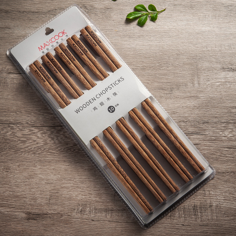 美厨(maxcook)筷子 天然家用无漆无蜡鸡翅木筷子 家用实木原木筷子10双装 MCPJ183