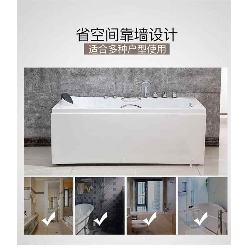 浴缸加热家用浴缸亚克力冲浪浴盆单人加热别墅卫生间按摩恒温迷你配置双人A款五件套配置右裙波迷娜BOMINA高清大图