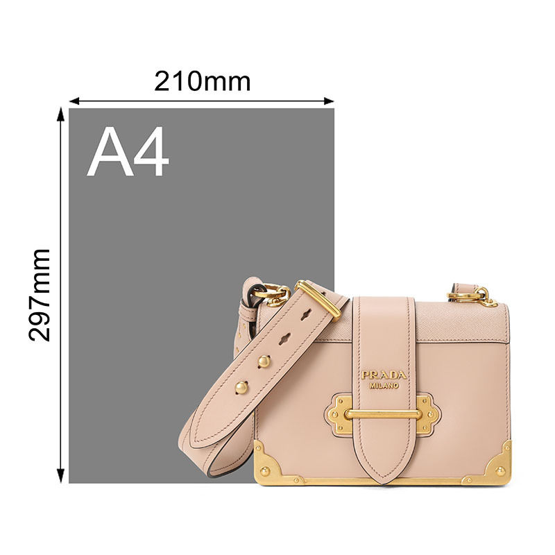 预订 PRADA 普拉达 CAHIER 单肩包 斜挎包 盒子包 字母LOGO光面皮1BD045