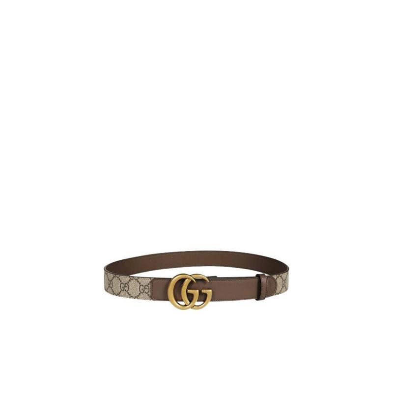 古驰(GUCCI)GGSupreme帆布腰带双G带扣皮革拼接休闲百搭低腰高腰通用款