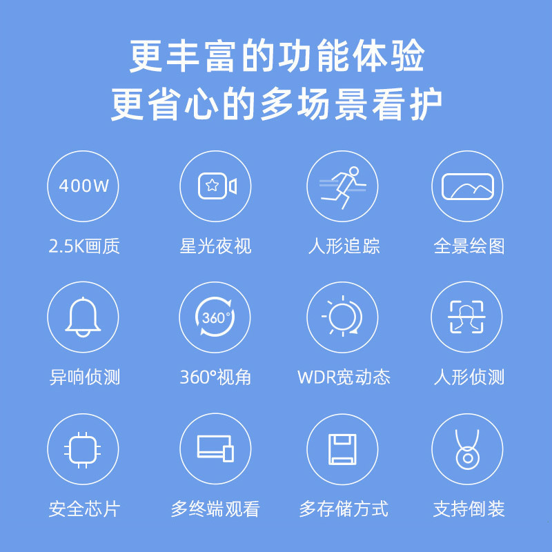 创米小白智能摄像机Y2尊享版2.5K高清家用远程无线对讲监控摄像头
