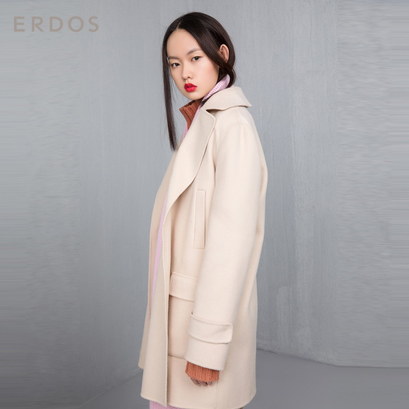 ERDOS 秋冬 中长款休闲保暖女士羊毛羊绒毛呢大衣