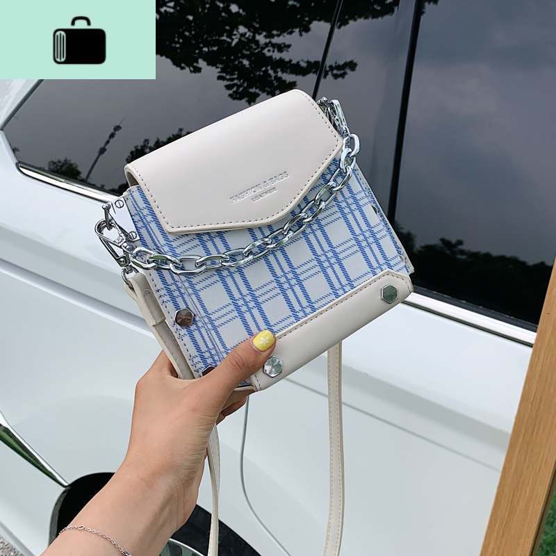 夏天流行格子小包包2020新款潮时尚女包百搭斜挎包网红洋气小方包NEWLAKE高清大图