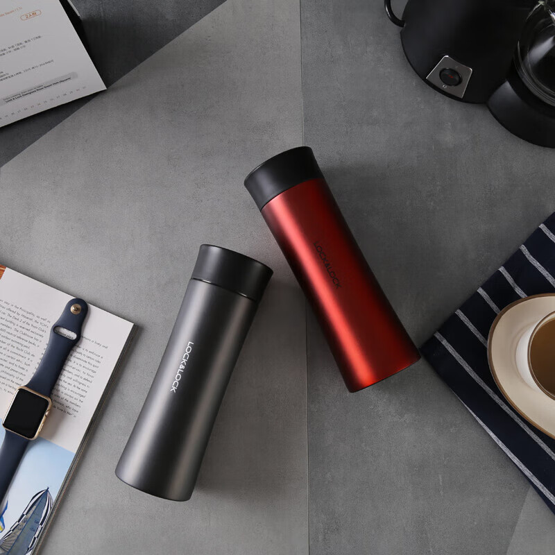 乐扣乐扣(LOCK&LOCK)掌心保温杯不锈钢男女便携商务水杯子400ML黑色LHC4028