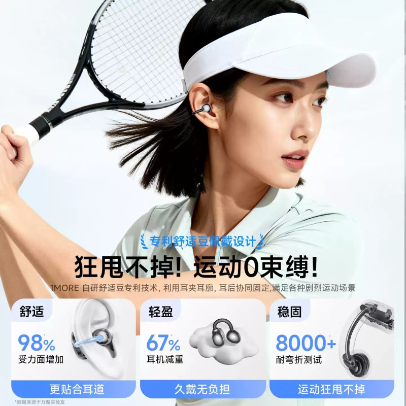 万魔半入耳耳夹式蓝牙耳机S22灰色高清大图