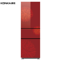 康佳（KONKA）192升 三门冰箱 家用小型 电冰箱 钢化玻璃面板 静音省电（红）BCD-192MT