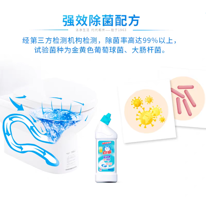白猫蓝洁灵强力洁厕液500g高清大图