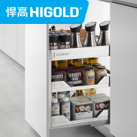 悍高厨房拉篮双层抽屉式碗架调味品橱柜内置304不锈钢碗篮调料架