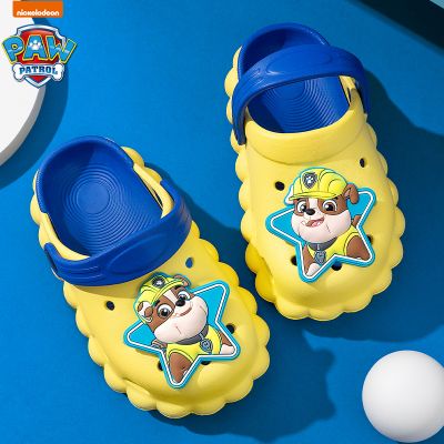 汪汪队儿童凉拖鞋新款夏季男孩洞洞鞋中女童防滑卡通室内外穿凉鞋 黄色 内长18cm