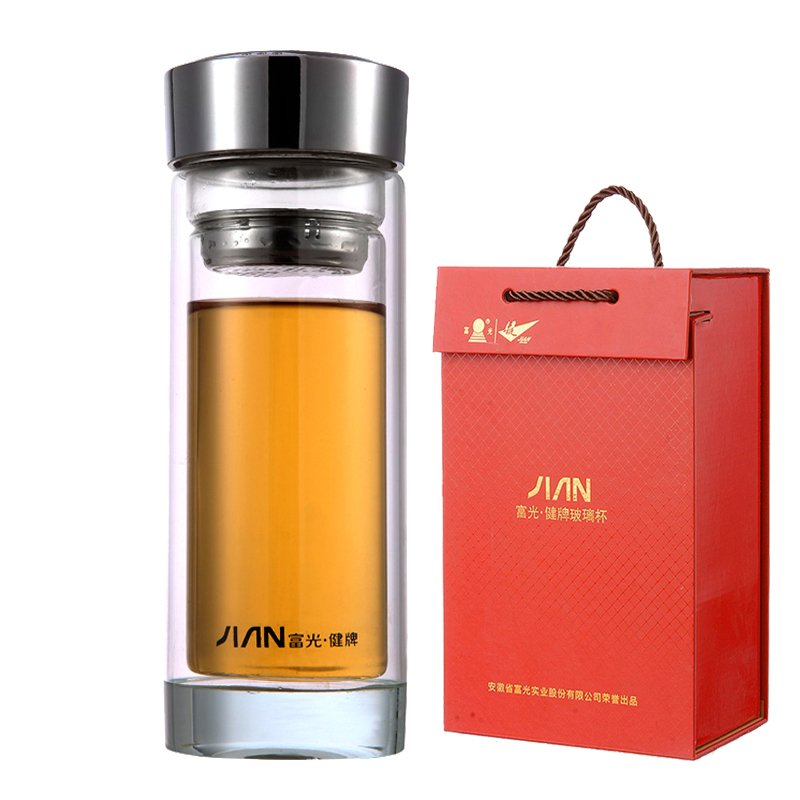 富光 320ml双层玻璃杯水晶杯 厚水晶底商务玻璃茶杯SCP[个]