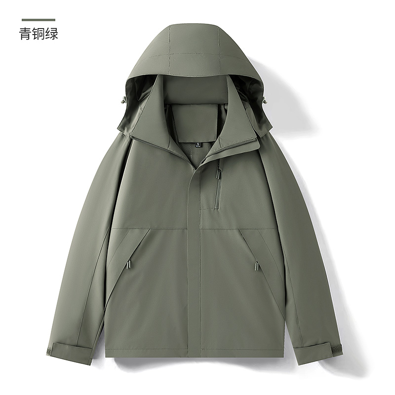 渔人船长春季户外风衣情侣款时尚山系防风透气运动夹克外套单层薄款冲锋衣 青铜绿（男女同款） XXL
