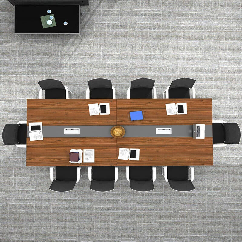 双朗 钢架会议桌按米计算 SL-SF102575B 1000*1500*750mm 胡桃色 米高清大图