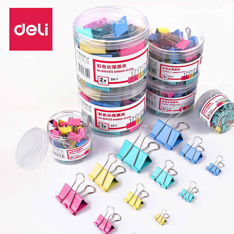 得力deli8551es彩色长尾票夹筒装混12只盒视频