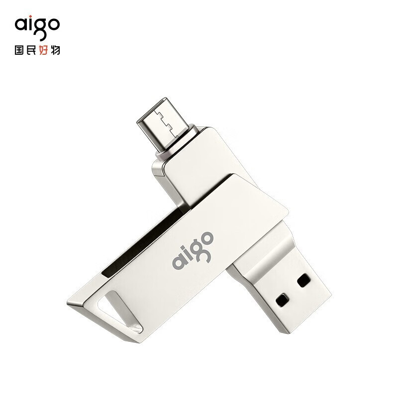 爱国者(aigo)USB3.1 Type-C手机U盘 银色 双接口手机电脑两用 32G U350( 1个装)