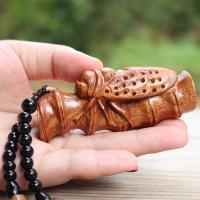 老挝花梨工艺品竹节蝉节节高升知足常乐摆件一鸣惊人木雕手把件
