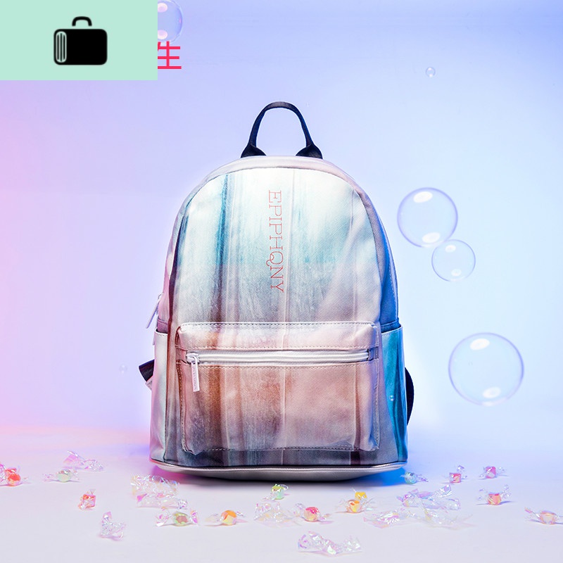 重生韩版学生2020新款小款书包小清新印花时尚大容量高中双肩包女NEWLAKE高清大图