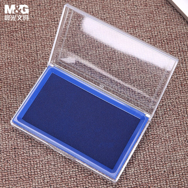 晨光(M&G)文具137*88mm透明外壳方形快干印台印泥 蓝色 2个装AYZ97513