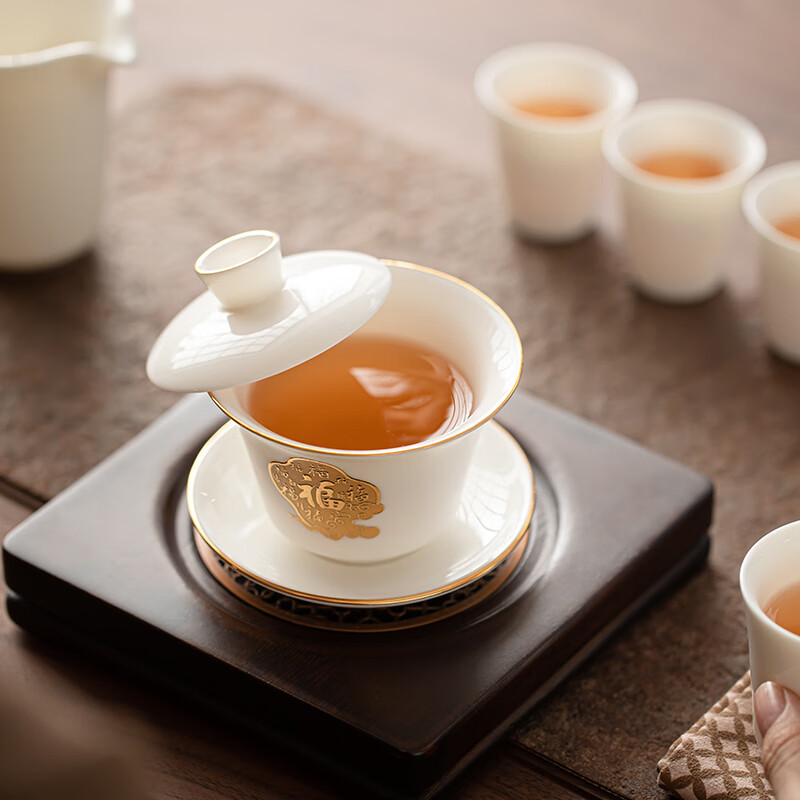 苏氏陶瓷/SUSHI CERAMICS J1116 羊脂玉瓷福礼茶具套装 (单位:套)高清大图
