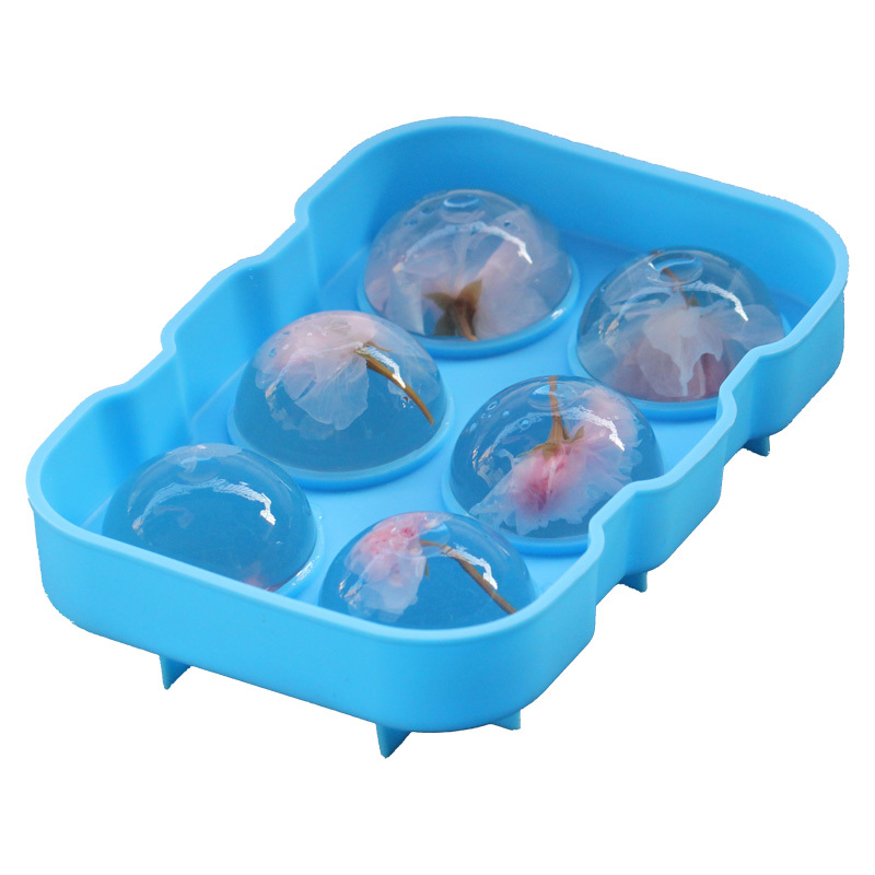 做水信玄饼模具大号diy冰球盐渍樱花白凉粉果冻材料球形冰格带盖 敬平 四孔天蓝4.5cm[带塞子]送漏斗