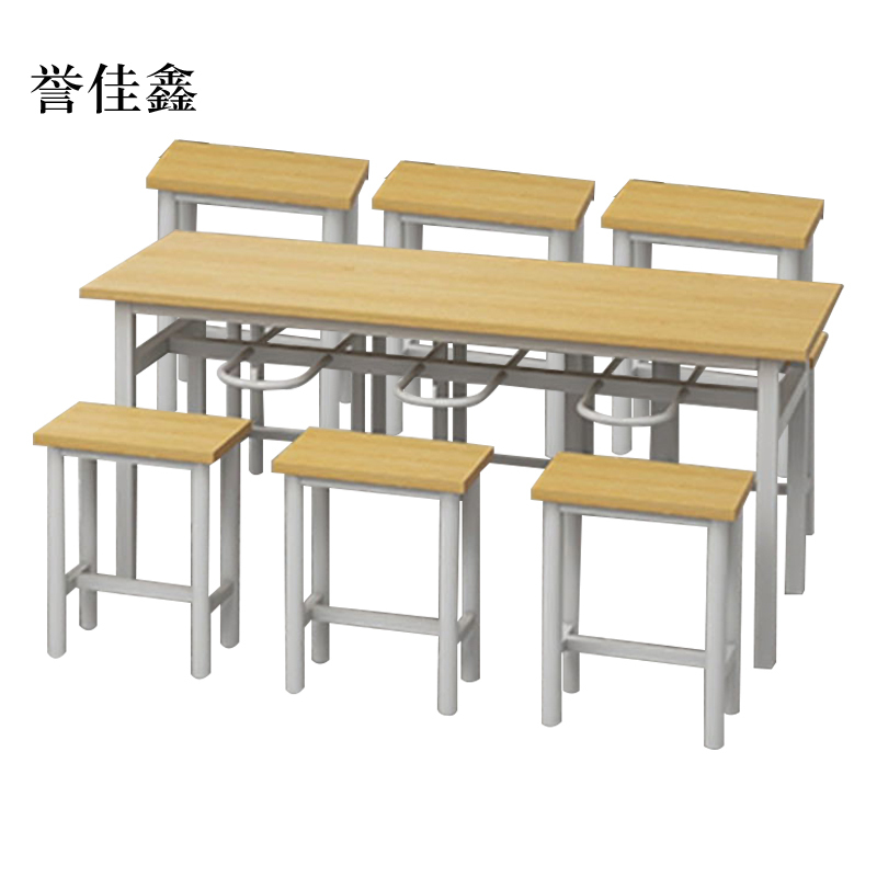 誉佳鑫餐桌6人学校食堂小吃店快餐桌椅饭堂防火板桌1800*600*750含椅
