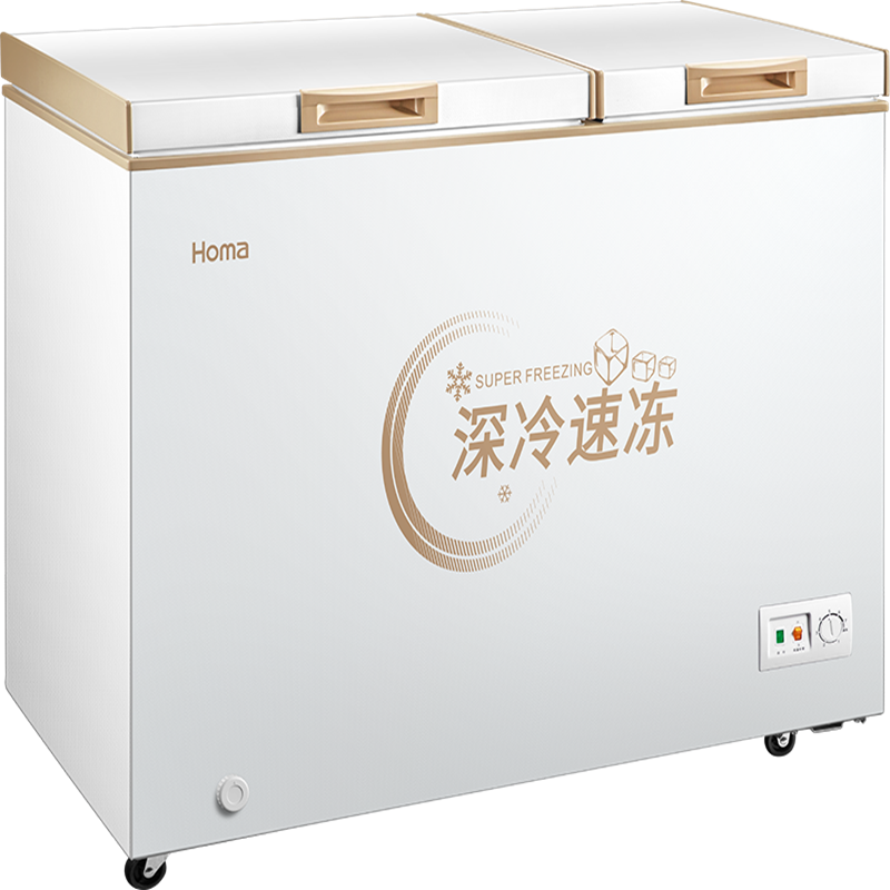 奥马homa218升双温冷柜家用节能冷藏冷冻一级能耗卧式冷柜bcd218mf深