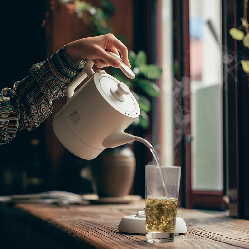 吉谷TA002随手泡提梁电茶壶不锈钢茶壶恒温烧水壶 TA002白色