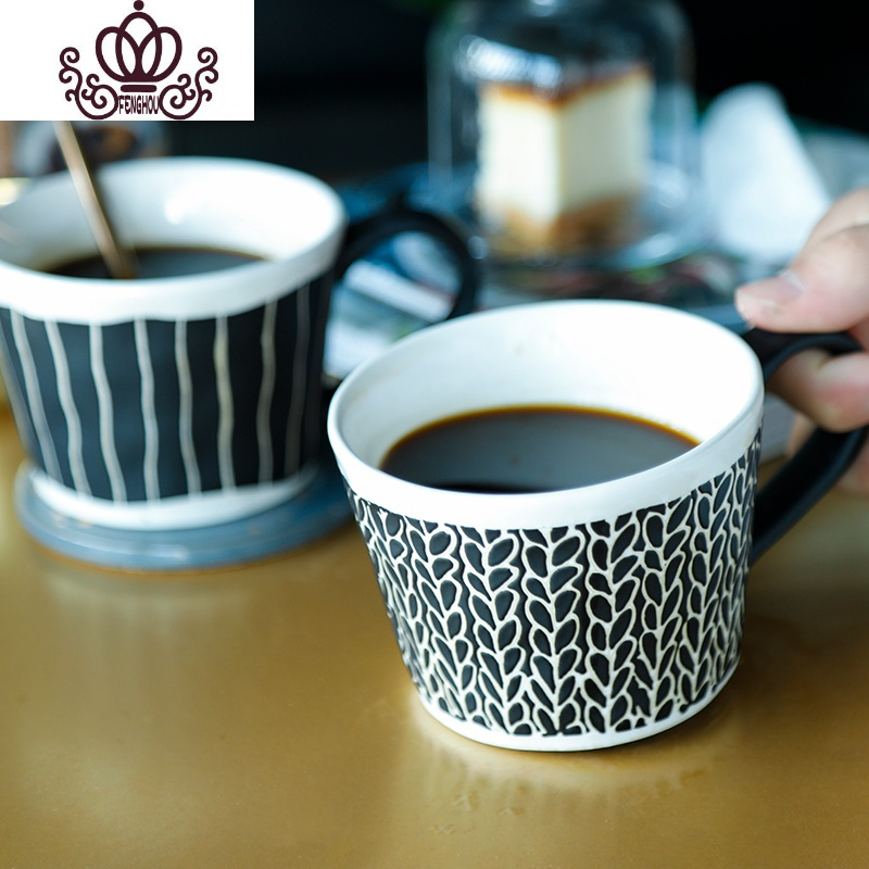 封后陶瓷水杯 欧式釉下彩杯子 家用马克杯茶杯创意牛奶杯麦穗咖啡杯