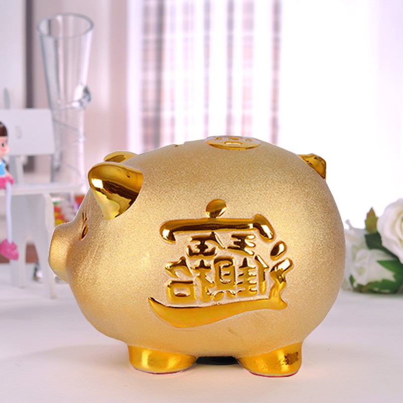 储蓄罐家用可存可取可爱女孩男孩儿童网红抖音金猪小猪摆件存钱罐 三维工匠 土豪猪6寸高清大图