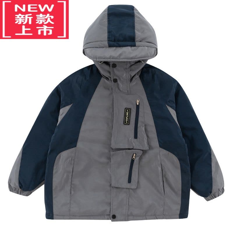 可莉允儿童冬装男童外套加厚2022新款秋冬季中大童连帽派克服棉衣洋气潮棉服图片