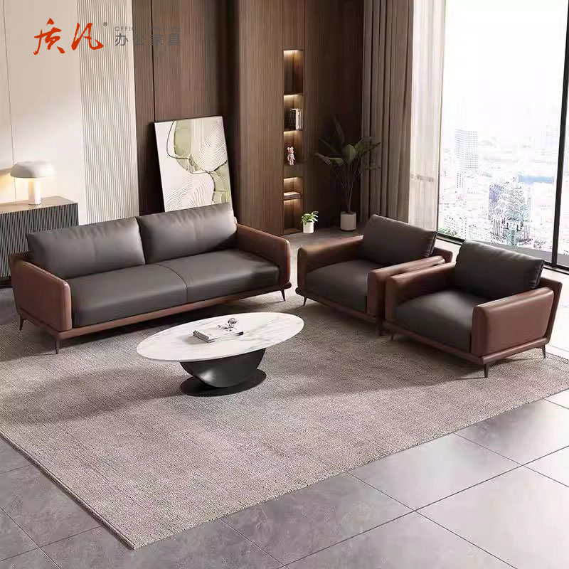 质凡商务接待办公室沙发意式轻奢休息区沙发 双人位1450*820*810mm高清大图