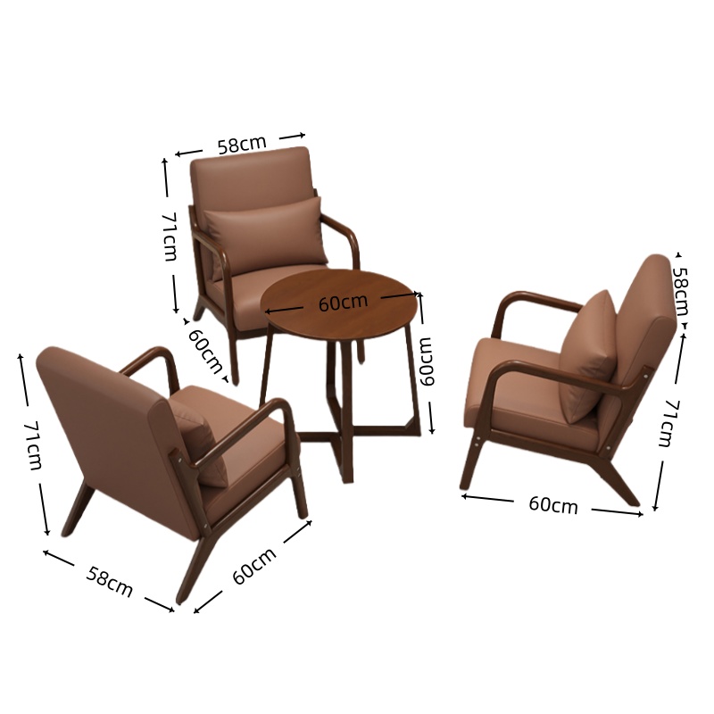 智叶舟休闲沙发组合单人位*3+小圆桌套高清大图