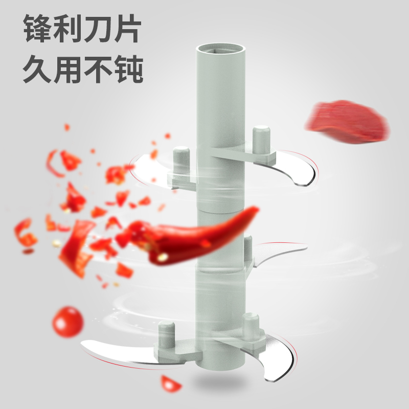 利仁家用多功能切菜器 手拉式捣蒜器 蒜泥辣椒沫搅碎机绞肉机饺子馅蔬菜料理机辅食机 大号-900ml 五刀头
