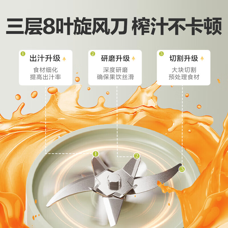 小熊(Bear)便携式榨汁机家用水果小型充电迷你榨汁杯高清大图