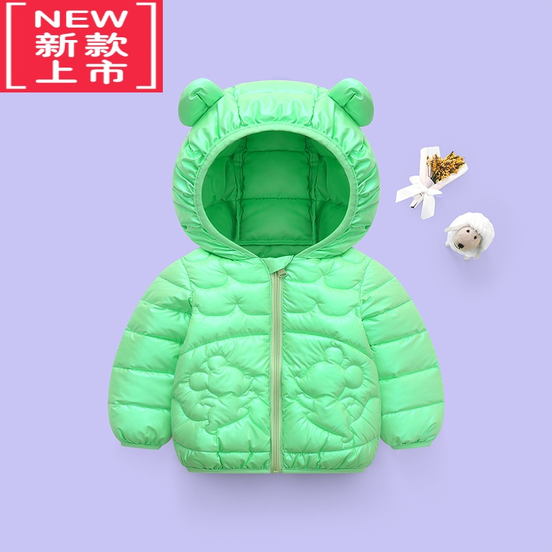 可莉允现发 秋冬新款儿童炫彩羽绒棉服男宝女宝加厚棉衣外套连帽