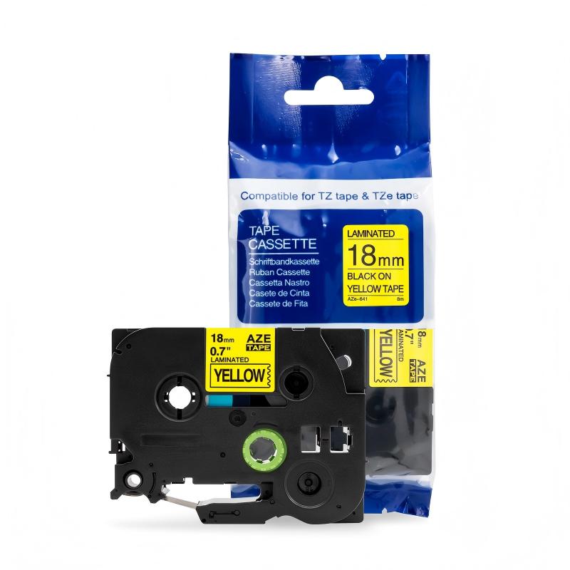 爱墨 AZE-641标签色带黄底黑字18mm /个高清大图