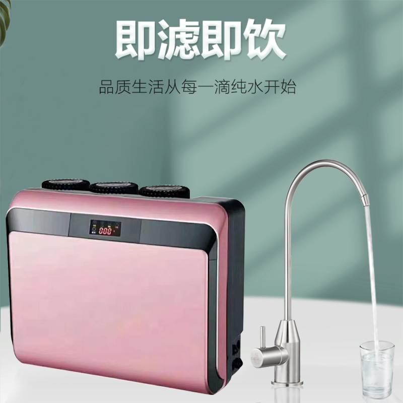 方蓝圆淼（FYLM）直饮机净水器家用 粉色FYLM-RO400A RO反渗透双芯净水机厨下式壁挂式 大通量净饮机