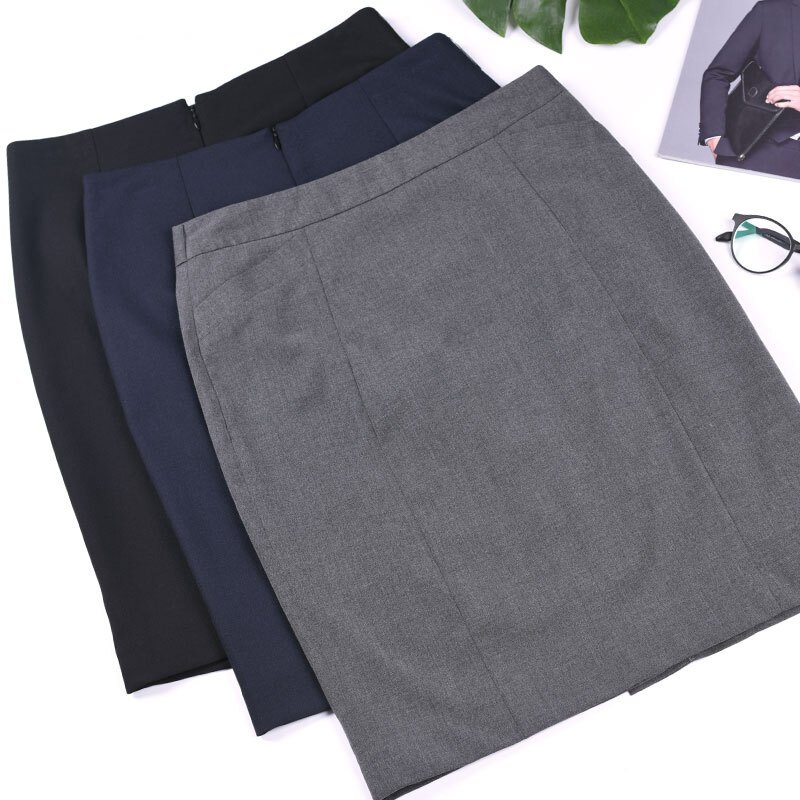 夏季西裙女高腰职业黑色半身裙工作装包臀一步裙OL短裙2018新款群黑色[常规后开叉]短裙039