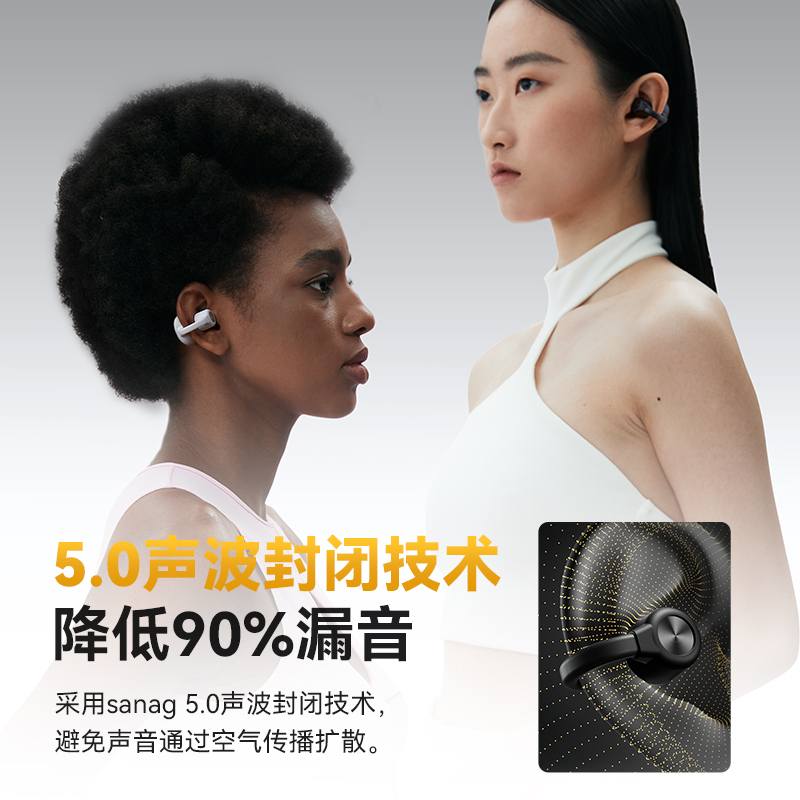 sanag塞那B56骨传导蓝牙耳机不入耳无线运动跑步专用耳夹挂耳式高清大图