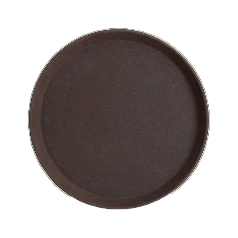 敏胤 MYP-0010圆形钢化防滑商用托盘 直径35cm(褐色)高清大图