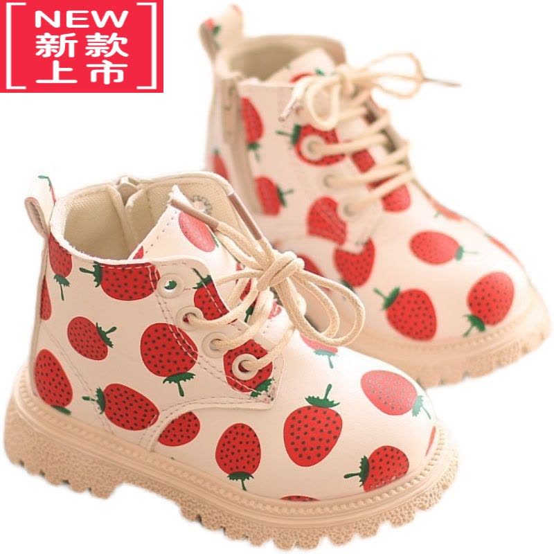 可莉允女童靴子新款春秋季儿童皮鞋公主鞋小童短靴宝宝马丁靴1-3岁低筒图片