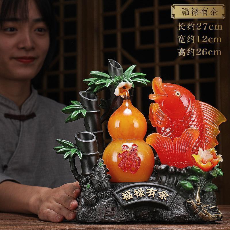 美帮汇财富节节高竹子摆件葫芦鱼壁柜装饰品服装店家居客厅茶几摆设高清大图
